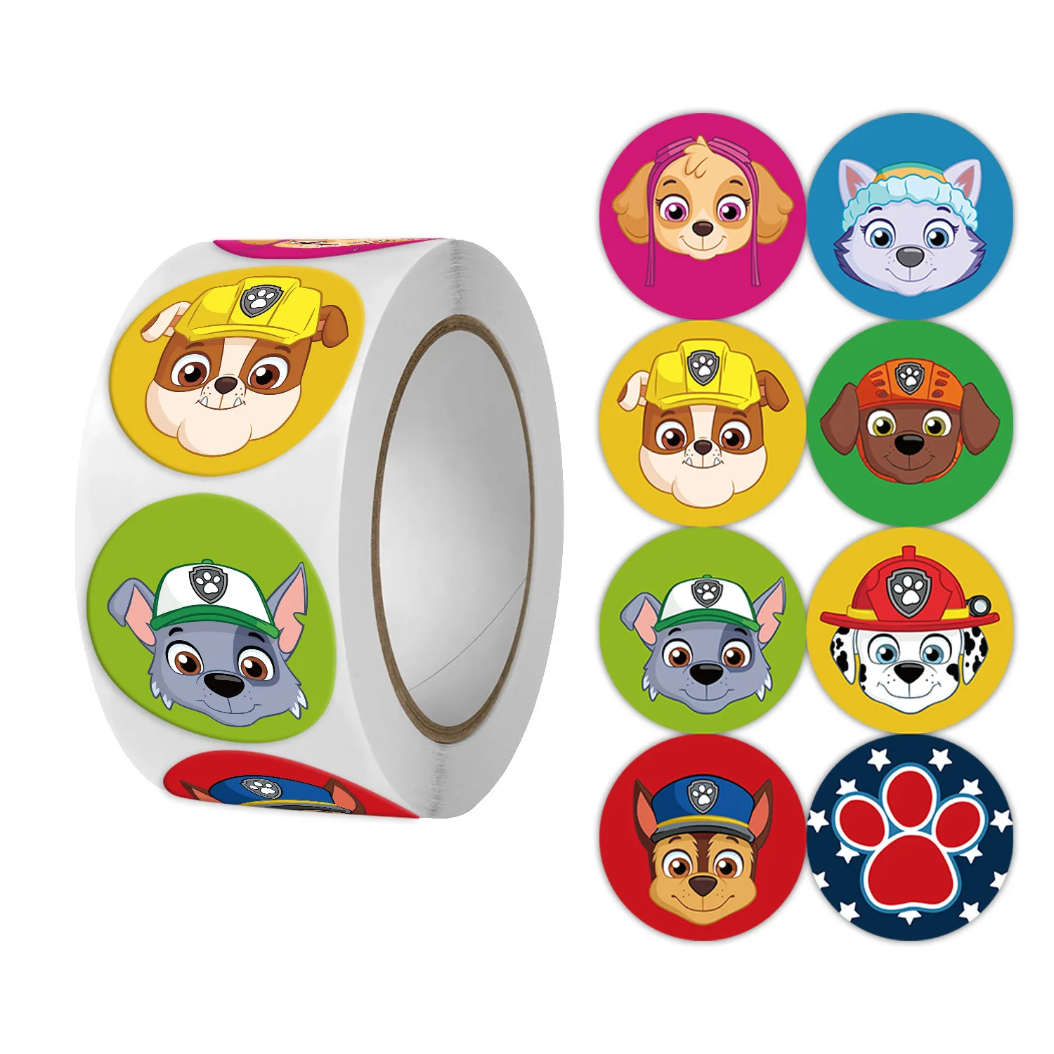 

500pcs/Roll PAW Patrol Cartoon Sealing Sticker DIY PVC Laptop Decals Decoration Stiker Reward Gift Toys