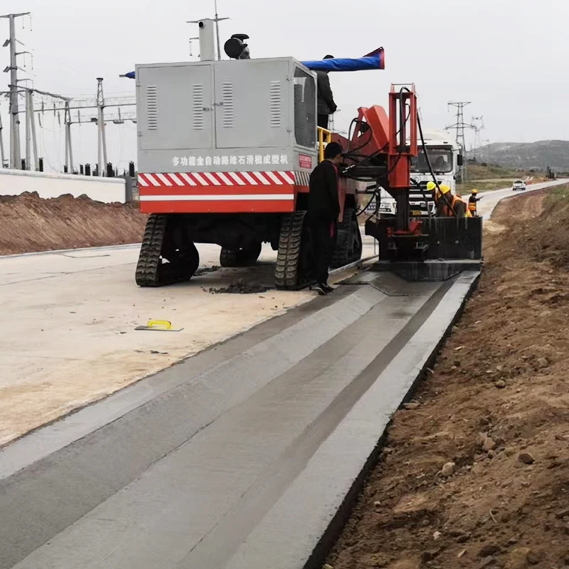 Curb and gutter slipform paver, curbstone forming machine, concrete drainage ditch integrated forming machine customized