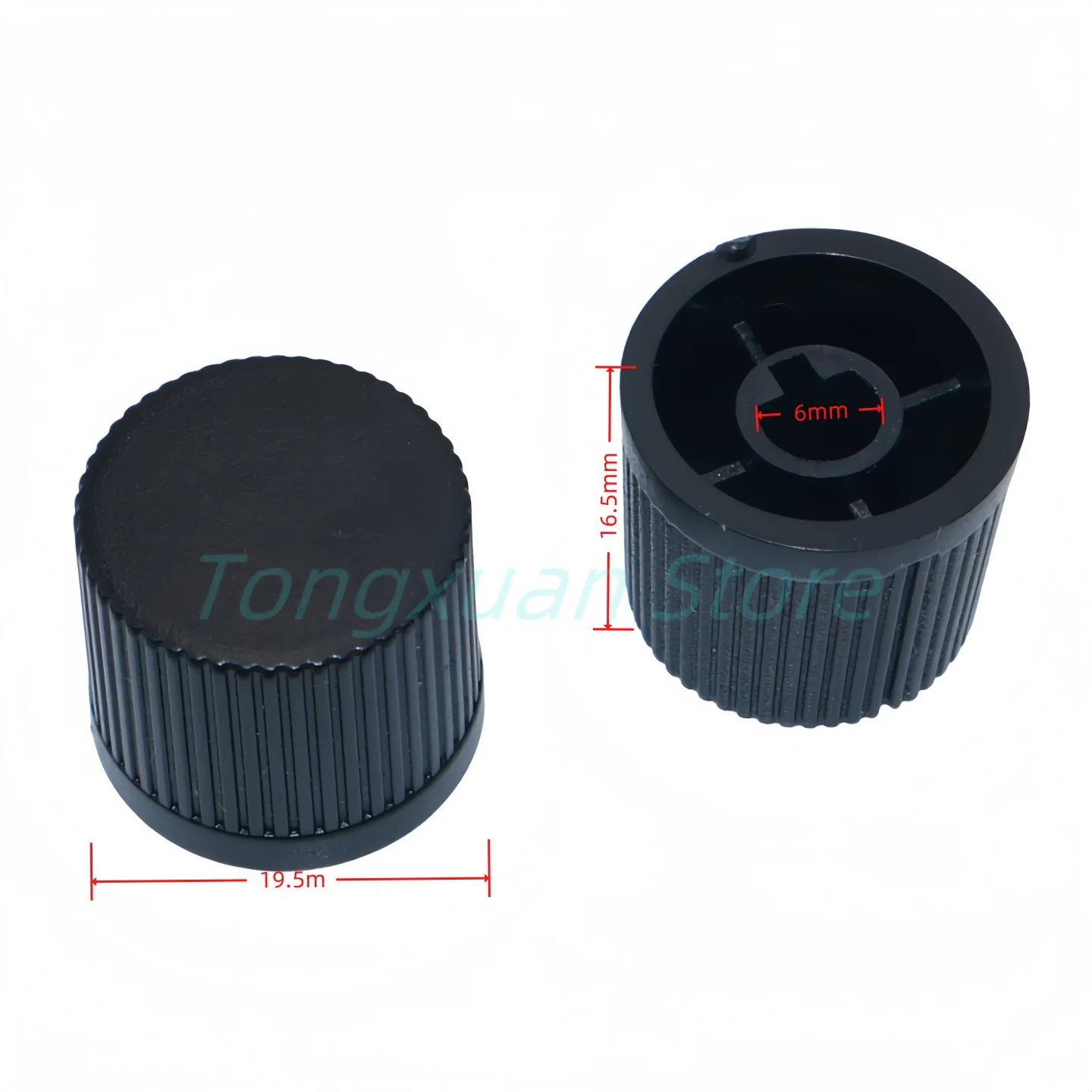 5 uds interruptor Roatry codificador tapas de interruptor 19,5x16,5mm perilla de potenciómetro de plástico negro 6mm D medio eje tipo