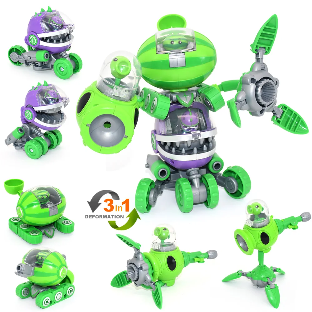 3 in 1 組み立て変形おもちゃ男の子用ロボット人形 PVZ プラント vs