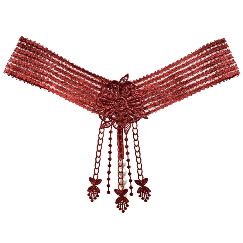 

Women's Panties Sexy Lingerie Pearl Tassel Thongs Crotch Opening G-strings Temptation Women Underwear Erotic Female Underpants