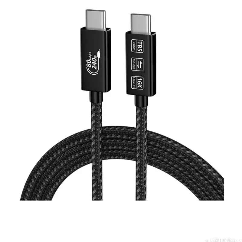 D5BB Type C Charging Cable 80Gbps Usb 4 Cable 240W 16K Video, Fabric Type C Cord for File Copy, Display Use and Desk Work