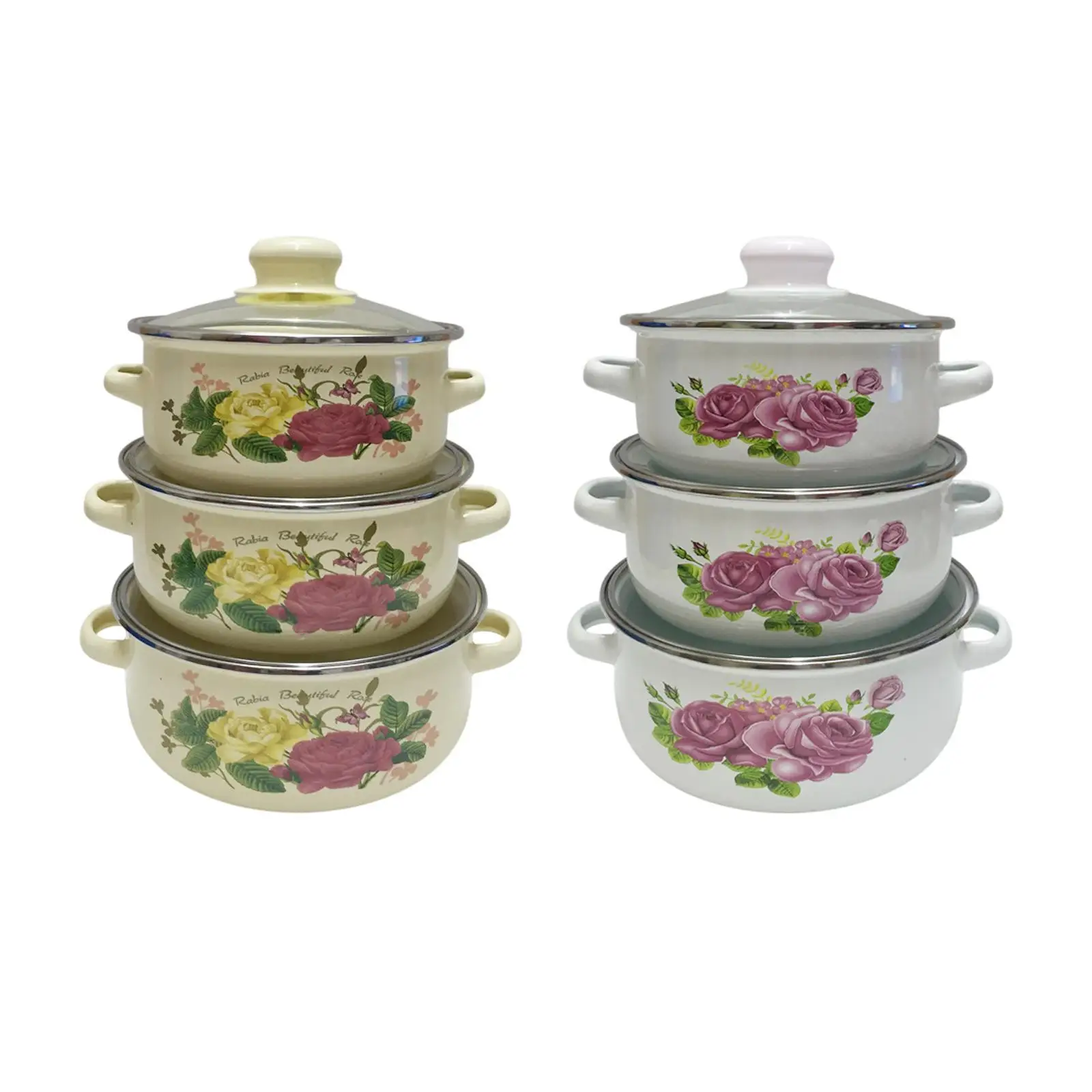 3x اليقطين المينا إناء عميق مع غطاء هووسورمينغ الهدايا غير عصا وعاء طباخ بطيء قوي المنزلية يلطخ وعاء ل حساء المطبخ