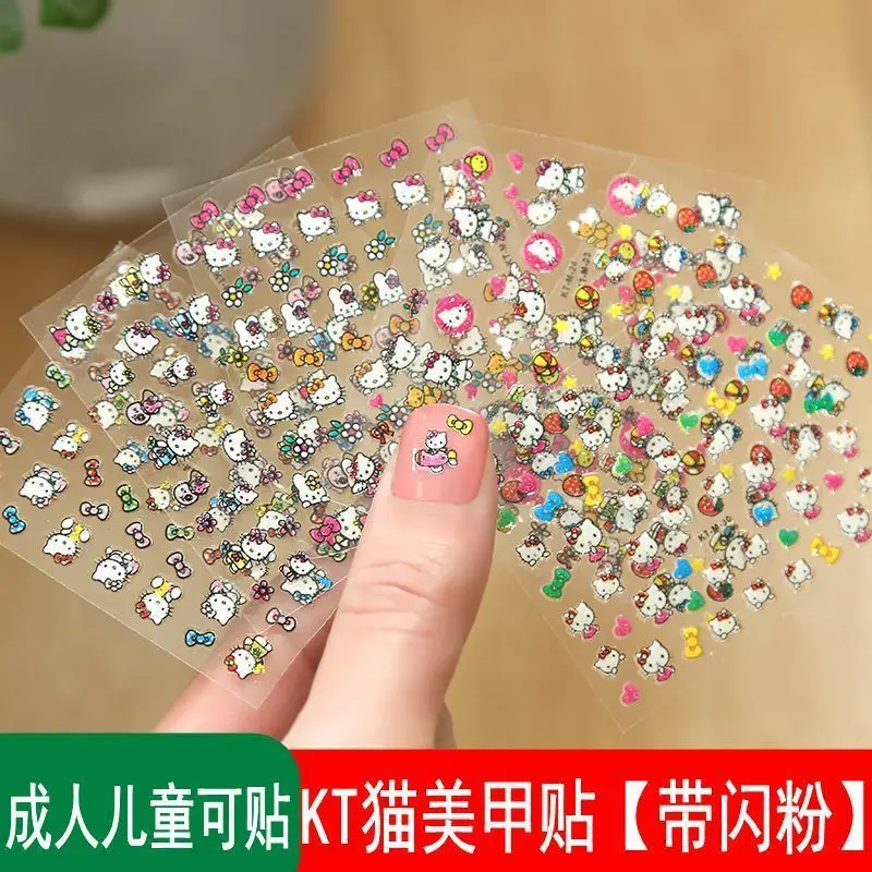 10/20/30PCS Sanrio Hello Kitty Kids Nail Stickers Kawaii Cartoon Nail Stickers Self-Adhesive Nail Decals Stickers