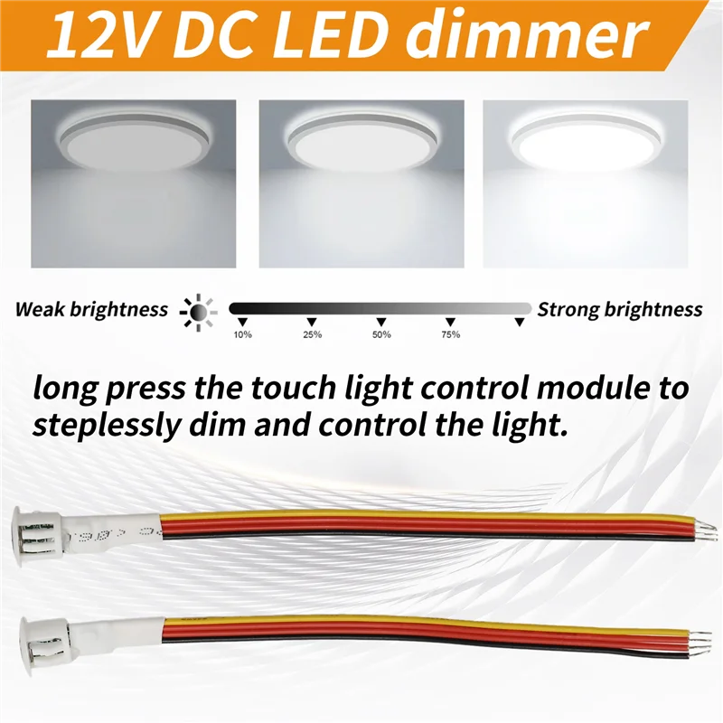 2 Stück Touch-Dimmerschalter DC3,7 V 5 V 12 V stufenloser Dimmer-Schalter-Sensor für LED-Licht, Wohnmobil, Schrank, Kleiderschrank und Streifen