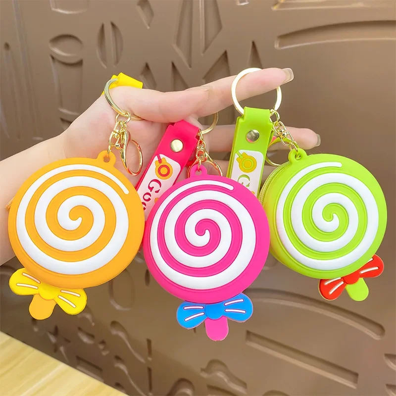 

Mini Cartoon Lollipop Silicone Small Coin Purse Multicolor Donut Bag Sweet Treats Key Rings