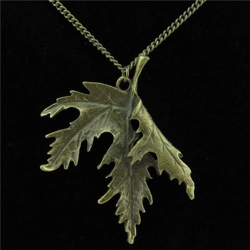 Vintage Bronze Color Maple Leaves Pendant Necklace Big Leaf Charm Chain Necklaces Women Jewelry Gifts