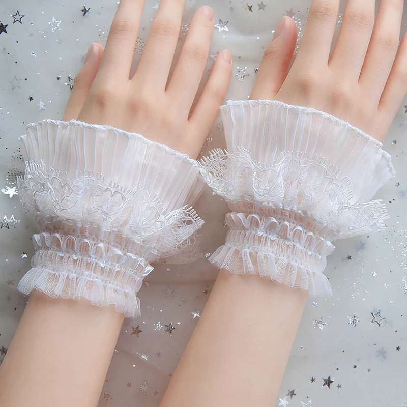 

Кружевные нарукавники в стиле Лолита для женщин, защита от УФ-излучения, с милым бантом, дышащие, летние, для защиты от солнца, имитирующие татуировку