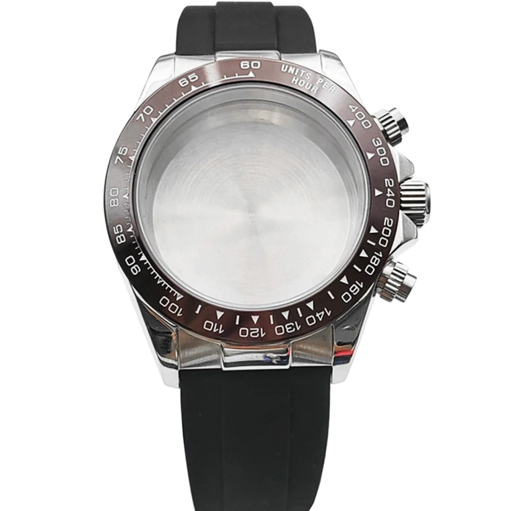 

39mm VK63 Watch Case With Strap Solid Stainless Steel For VK63 Watches Automatic Movement Accessory Parts