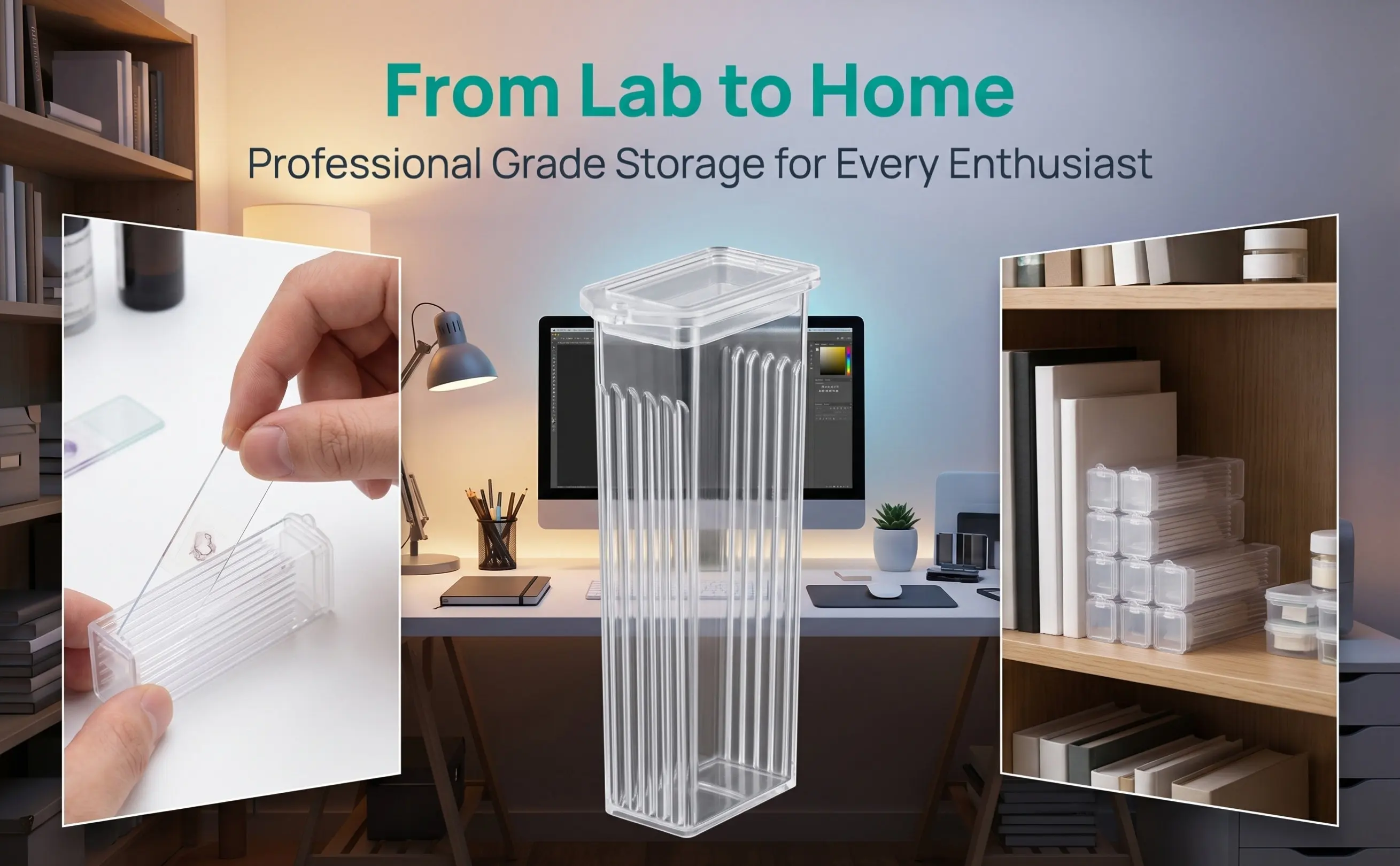50Pcs Slide Case PP Plastic Microscope Glass Slides Storage Box Slotted Channel Design Easy Removal Secure Tool Section