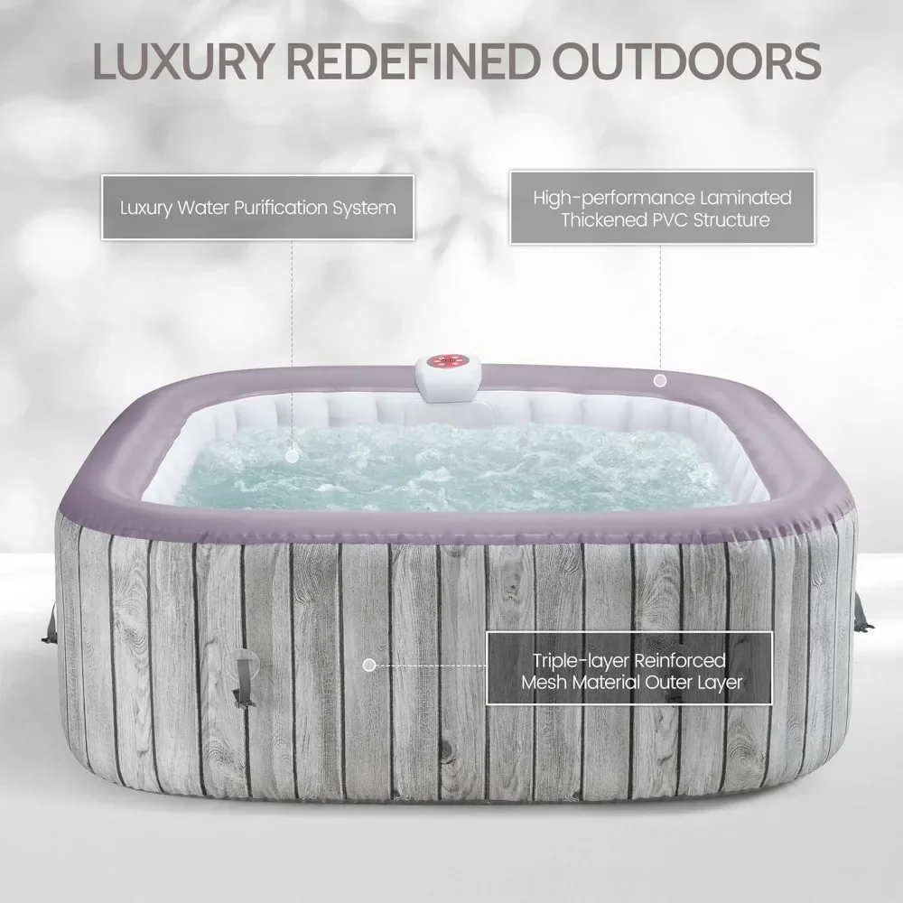 Hot Tub, with 130 Soothing Jets, Insulated Cover, Built in Heater Pump, 2 Filter Cartridges, Bubble Massage Portable Hot Tub