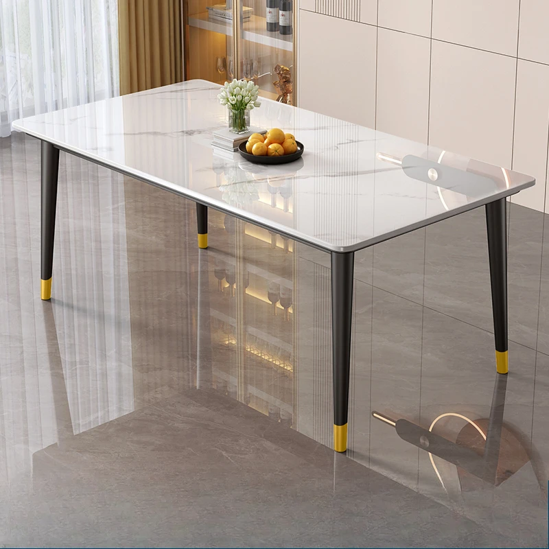 Dining Table Rock Slab Small-sized Household Modern Simple Light Luxury Living Room Rectangular Dining Table Dining Table Chairs