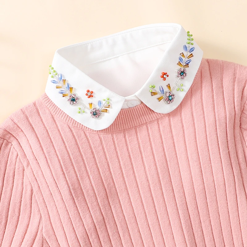 المرأة اليدوية مسمار ملون حبة جولة الرقبة الشيفون وهمية طوق، عصرية ومتعددة الاستخدامات الزخرفية نصف قميص نمط طوق #5