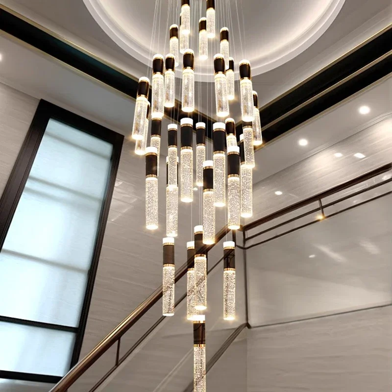 Imagem -03 - Modern Crystal Led Luzes Pingente Sala de Estar Sala de Jantar Loft Teto Escadaria Lustre Home Decor Pendurado Luminária