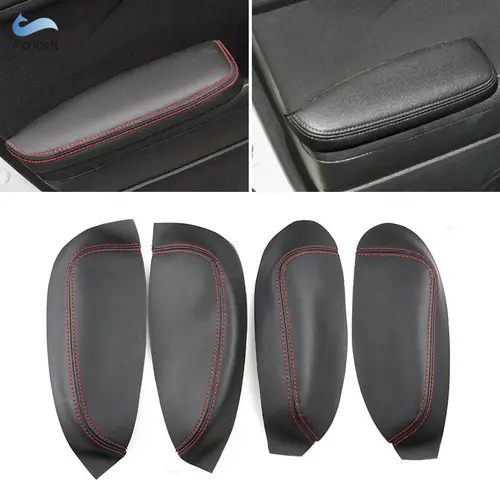 4 Uds cubierta de reposabrazos de cuero suave para Kia K3 Panel de reposabrazos de puerta Interior de coche pegatinas de cubierta de piel embellecedor con accesorios de herramientas