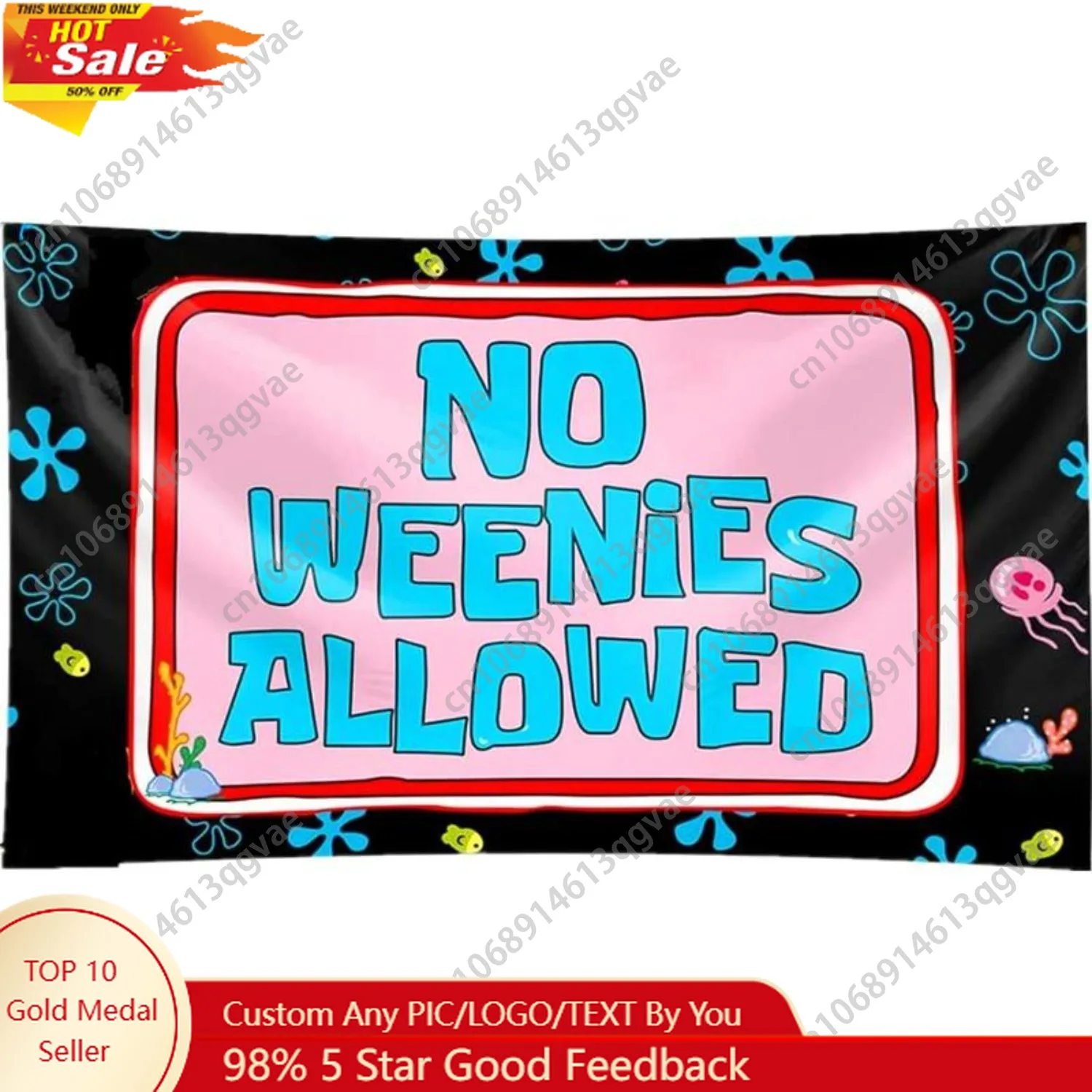

No Weenies Allowed Tapestry Man Cave Wall Hanging Vivid Color Durable Polyester Decor Gif Custom Decoration