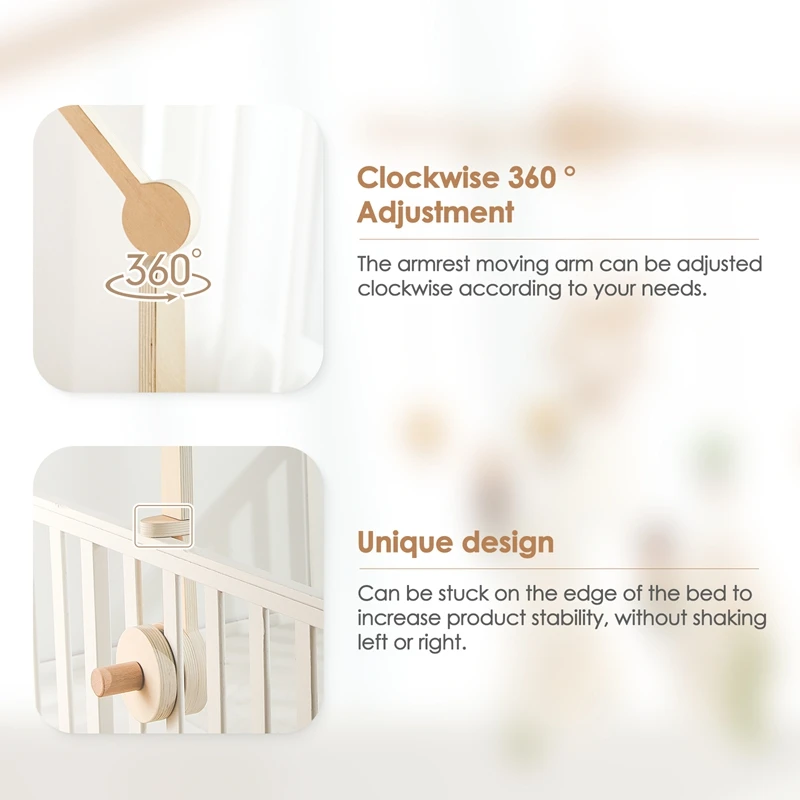 Soporte de campana de madera para bebé de 0 a 12 meses, soporte de campana para cama, móvil de madera, campana para cama de ganchillo para recién nacido, juguetes colgantes, sonajero para bebé