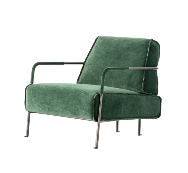 Outdoor Single Sofa With Metal Legs And Water Resistant Fabric For Garden Patio And Balcony Garden Sofa