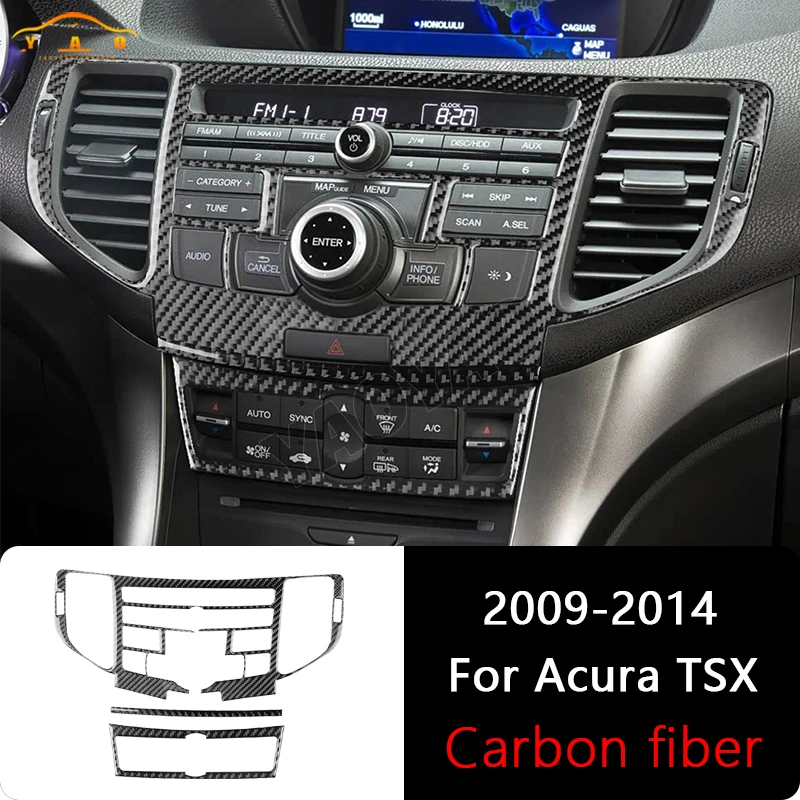 

Real Carbon Fiber Sticker Radio Navigation System Panel Trim Cover Car Accessories Interior Decorative For Acura TSX 2009-2014