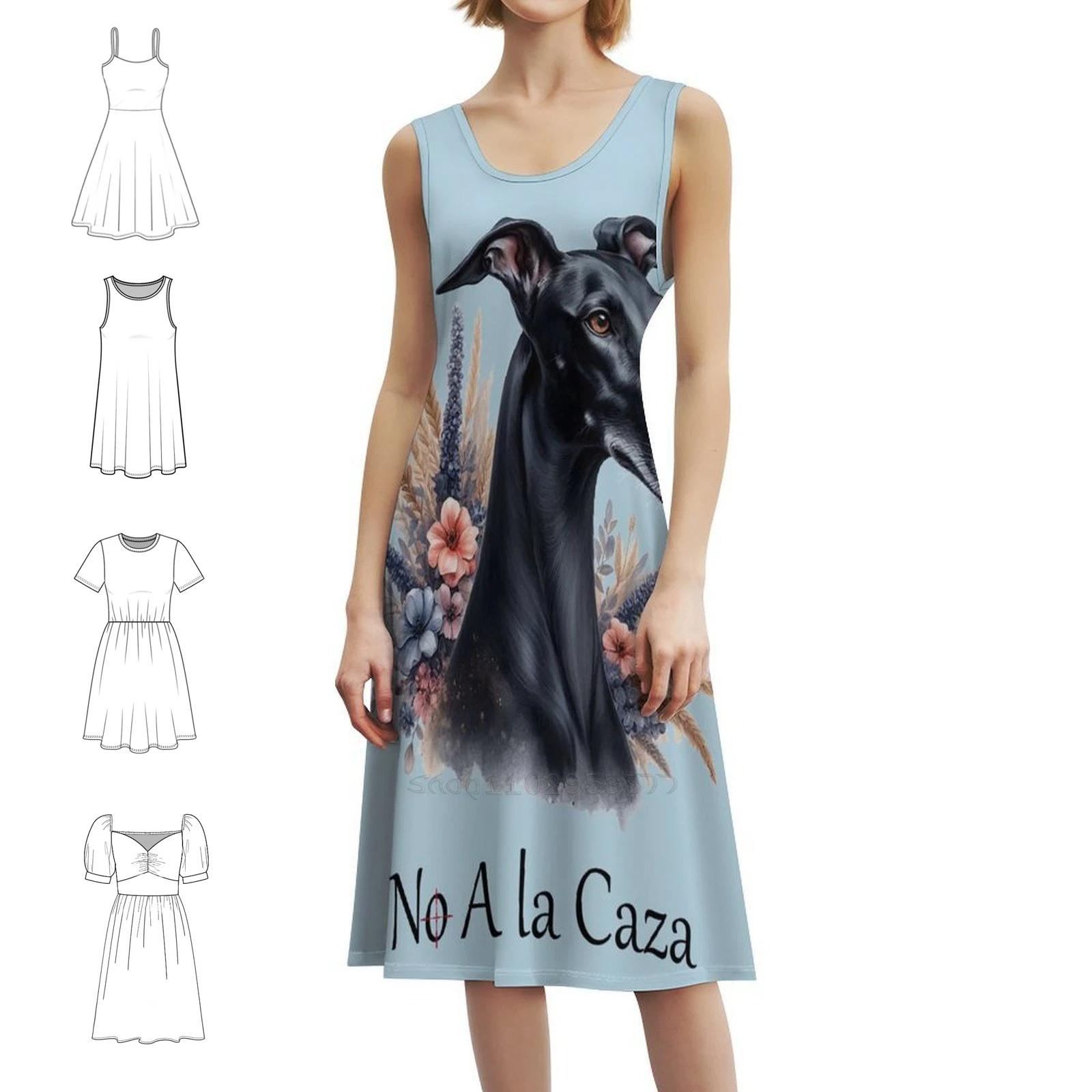 

No A La Caza!-Black Galgo EspaOl In акварельное сексуальное платье для отпуска для женщин, мини-платье для пляжной вечеринки, дня рождения, Galgo