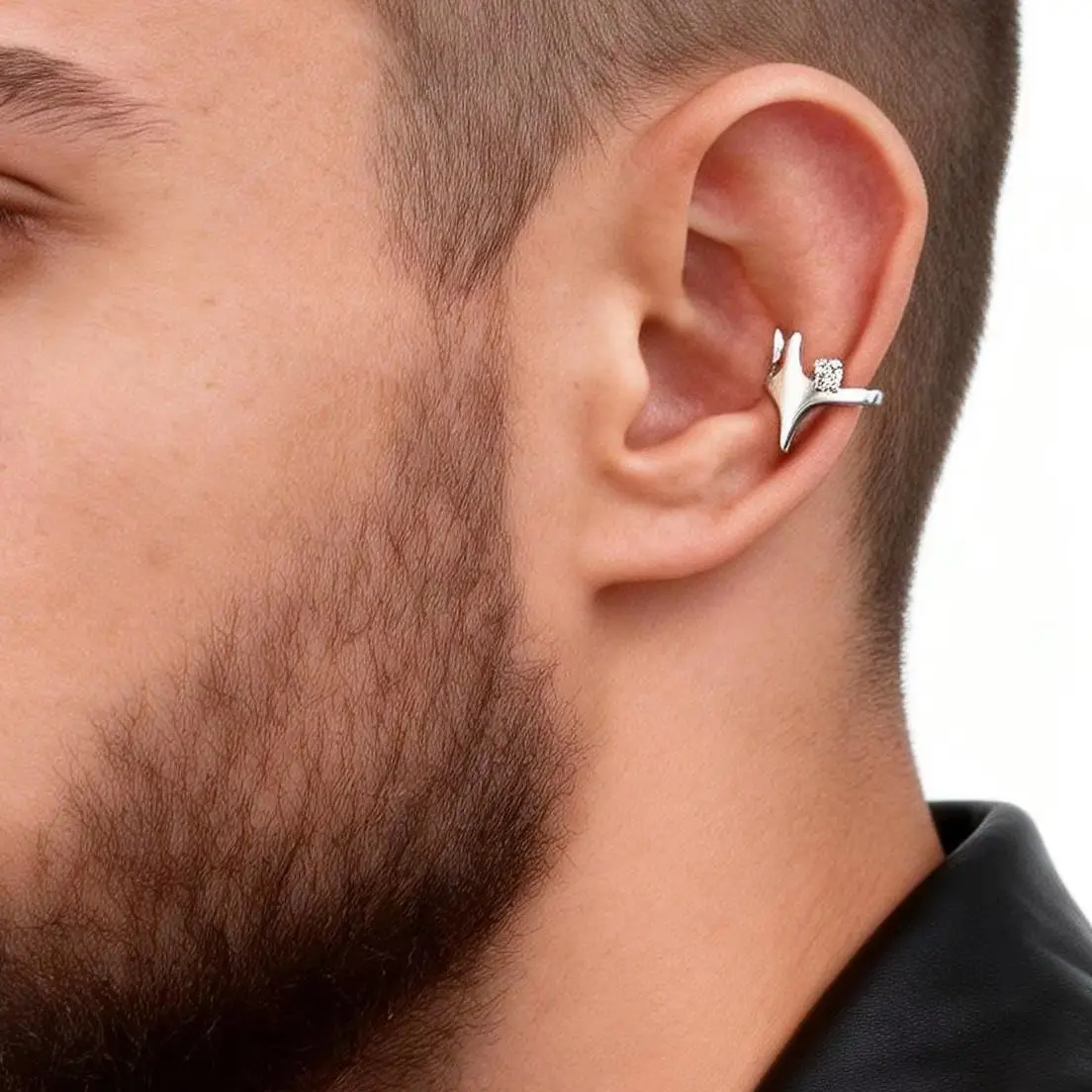 1/2 PCS Fashion Star Clip Earrings, Silver Color Men No Piercing Trendy Rhinestone Earcuffs Statement Cartilage Party Jewelry