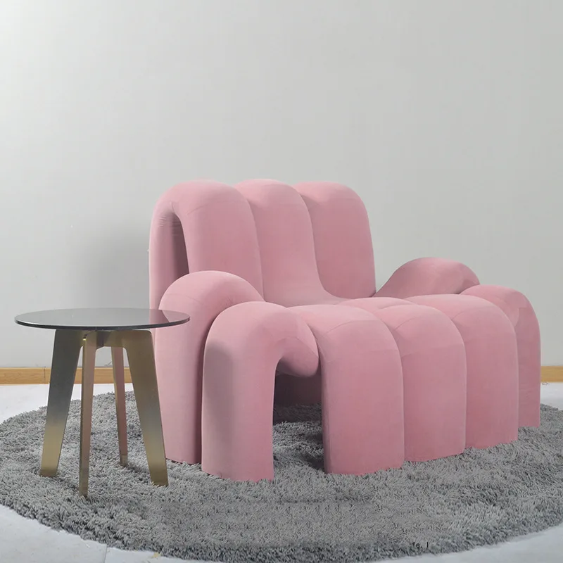 

Modern minimalist designer living room single sofa chair Italian Internet celebrity special-shaped spider chair flannel light