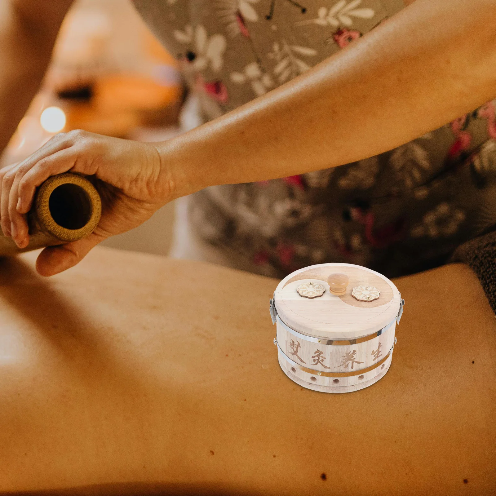 صندوق الكى المحمول، علبة موكسا خشبية قوية للعلاج المنزلي، تصميم مدمج للعناية الآمنة في البطن والظهر والصدر