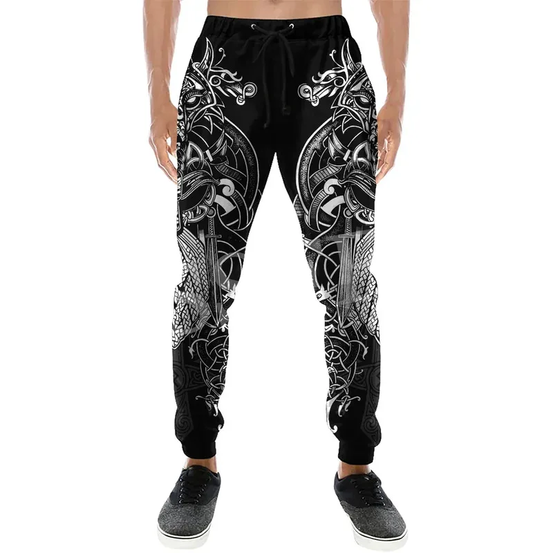 

Wolf Fenrir Odin Nordic Warrior Mythology Tattoo Retro 3DPrint Streetwear Harajuku Casual Sweatpants Jogger Pants Trousers X1