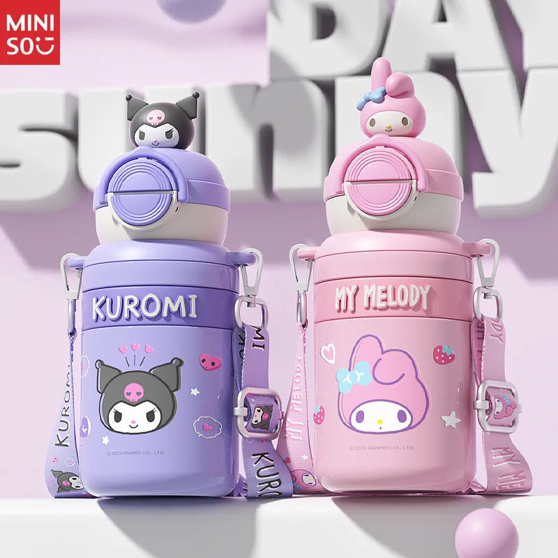 

Очаровательная детская чашка Sanrio с вакуумной изоляцией из нержавеющей стали — шикарная бутылка для воды большой емкости через плечо для девочек и студентов