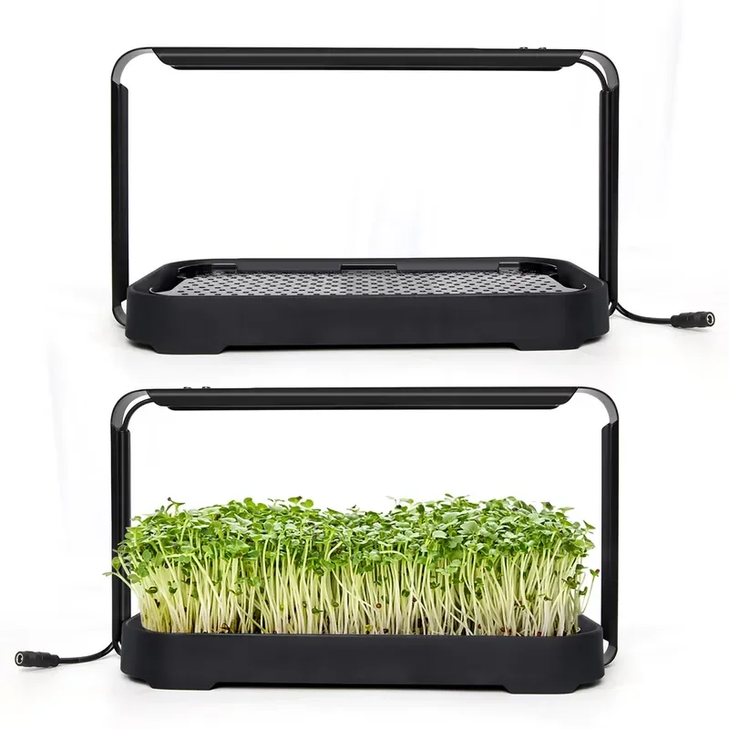 Smart Mini Desk Hydroponics Bean Sprout Grow Tray Microgreen Growing Kit System 16W 120 Beam Angle Timer Full Spectrum Light