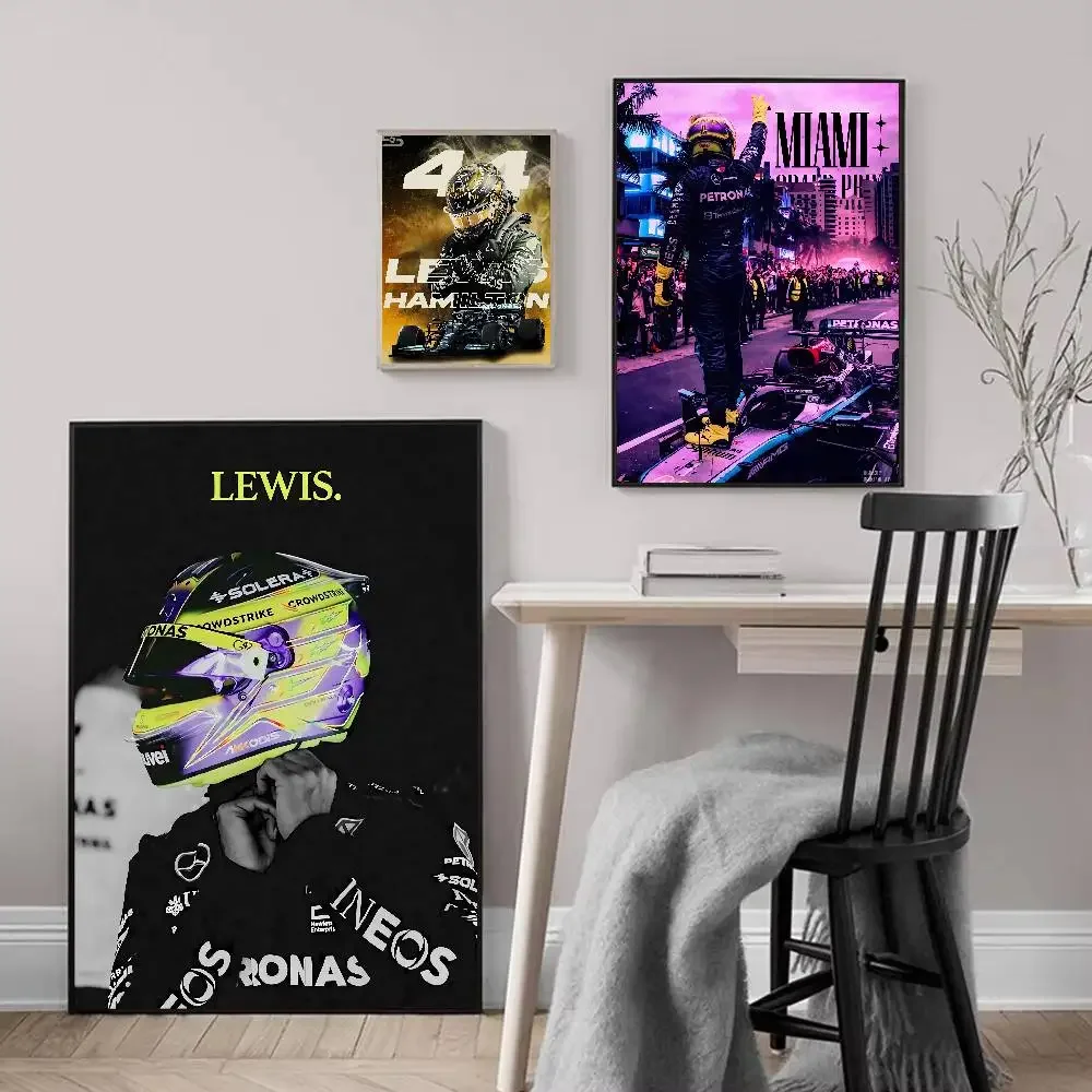 غرفة نوم مكتب ديكور المنزل حائط لوح رسم ديكور F1 L-Lewis هاميلتون الجدار ملصق فني غرفة المعيشة بار مقهى #3