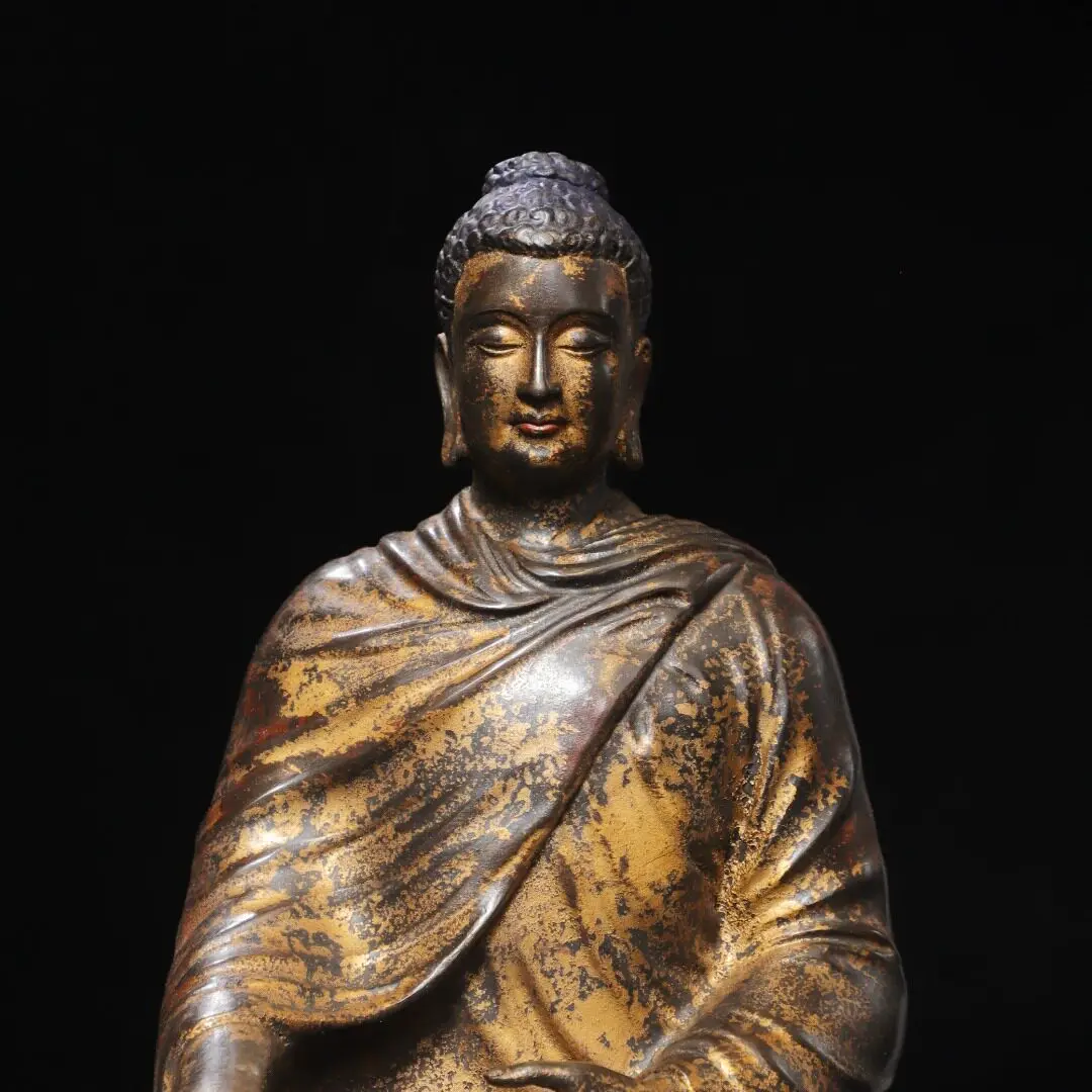 Tibetan brass and gold antique Sakyamuni Amitabha Buddha Home Hall supplies incense case ornament 28cm