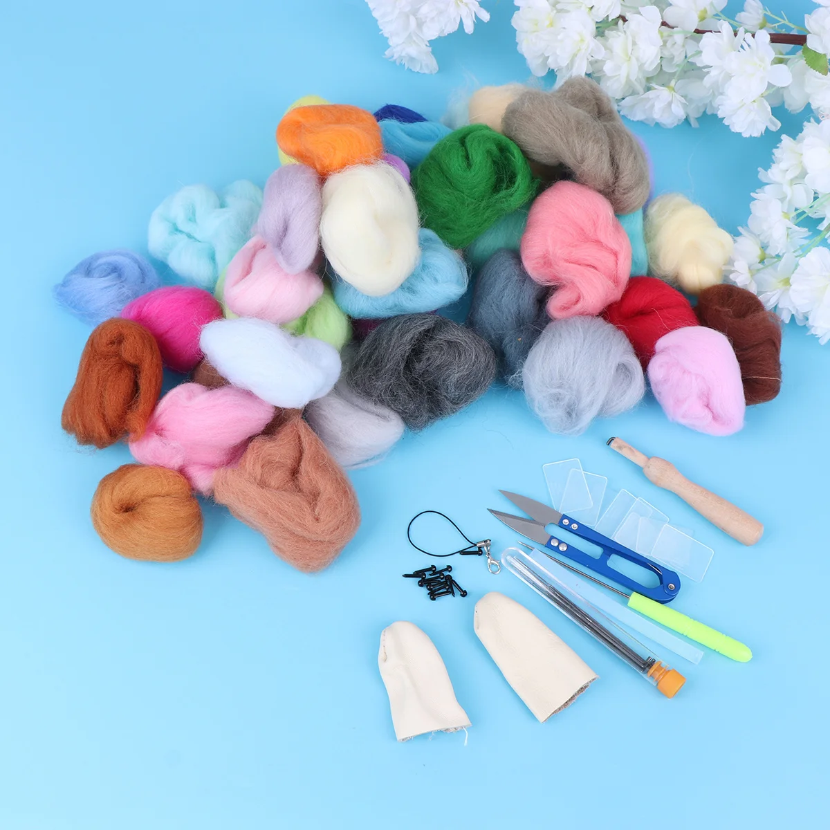 

1Set Wool Felting Tool Set 50 Colors DIY Handmade Felt Crafts Kit Needle Felting Wool Roving Gift Handmade Felt