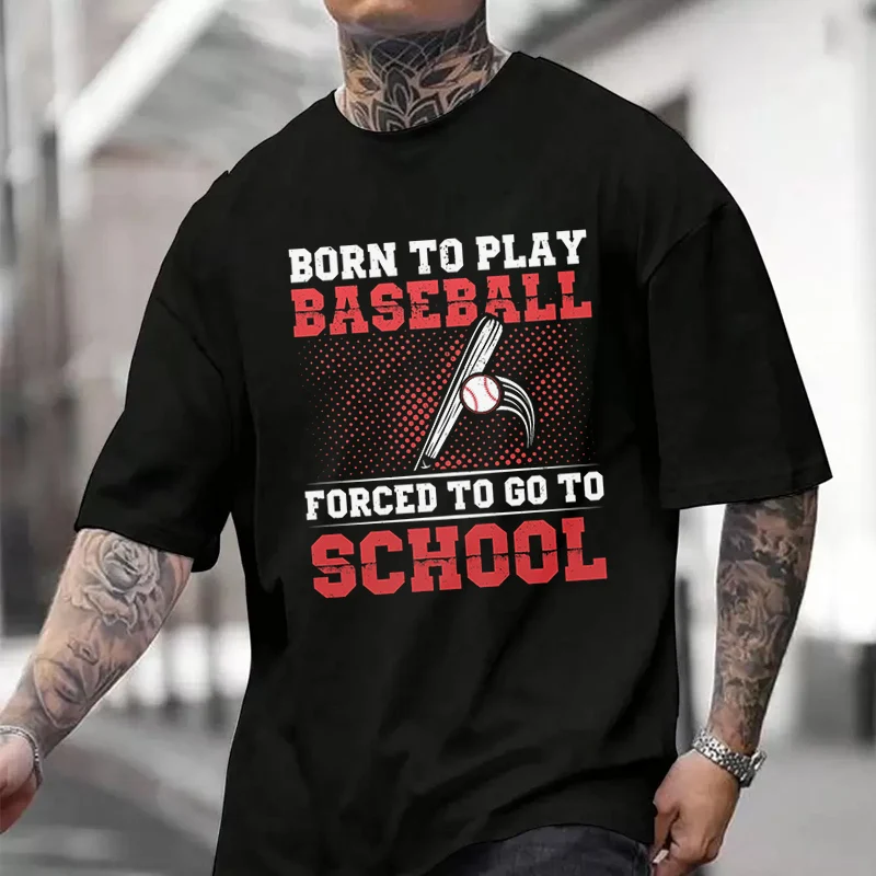 

Men's Women Summer 100% Cotton T-shirt Born To Play BaseballLoose Short Sleeved Casual Basic TShirt Round Neck Tops