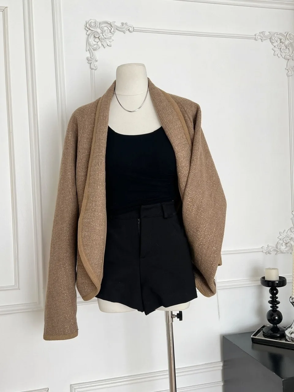 

French Sle Woolen ort Coat Open Collar Loose Fit Ladies Faion Autumn 2025 Warm Brown Top for Women