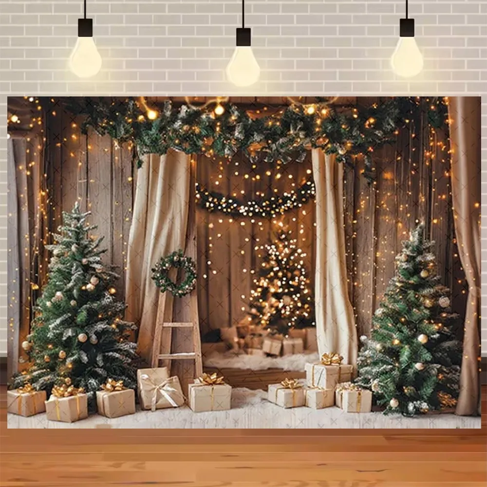 

Christmas Party Decor Backdrop Vintage Indoor Window Fireplace Xmas Kids Family Portrait Photography Background Photo Studio