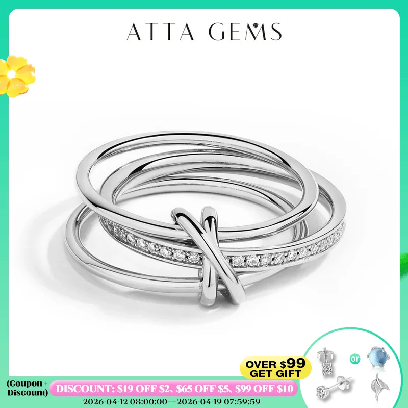 

ATTAGEMS 2025 New Moissanite Ring DVVS1 Diamond S925 Sterling Silver 3 Ring Connect Design Engagement Jewelry for Women Men Gift