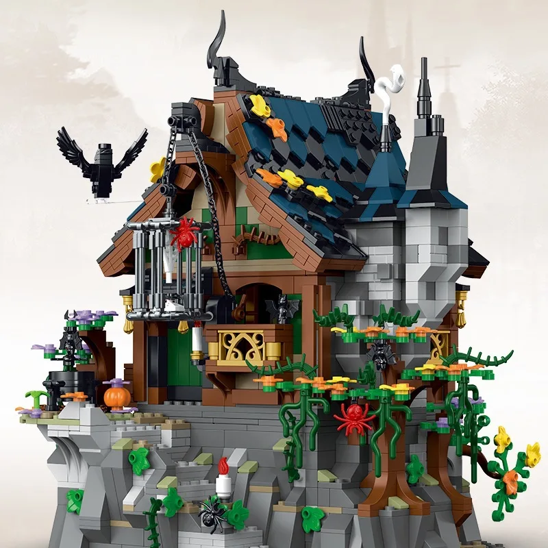 Witch Hut Building Blocks MOC Model Medieval Cottage City View Model Bricks Desktop Decoration Kid DIY Toy Birthday Gift 1964PCS