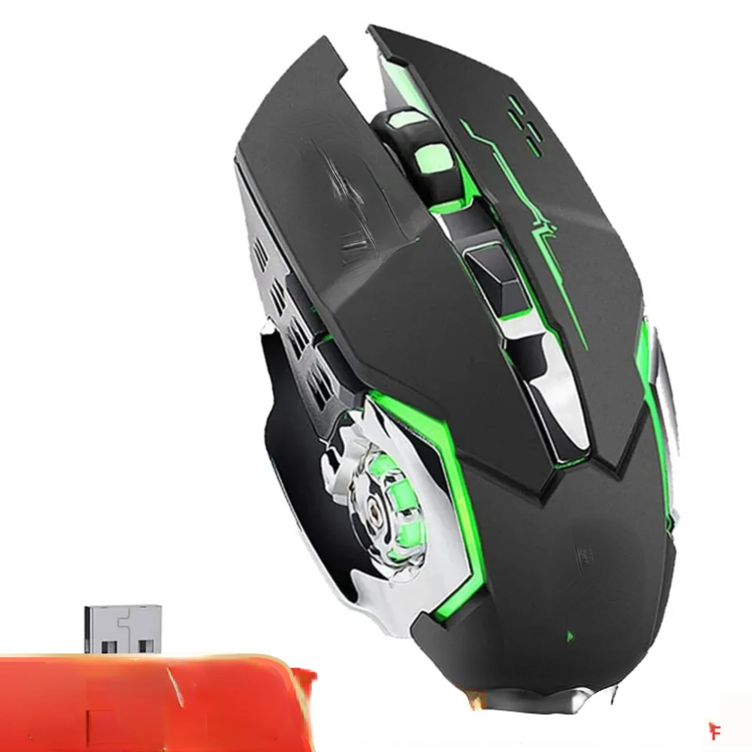 

Gaming Mouse Wireless Rechargeable Optical Mice Silent Click DPI Adjustable Nano Receiver Ergonomic for PC Computer Windows