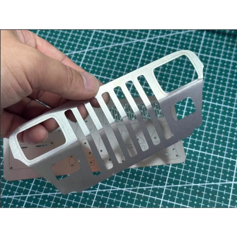 1/10FMS Wrangler YJ Explorer Metal Kit,Front Grille Hinges Body Parts,Matte Stainless Steel,Self-Assembly with Screws RC Upgrade