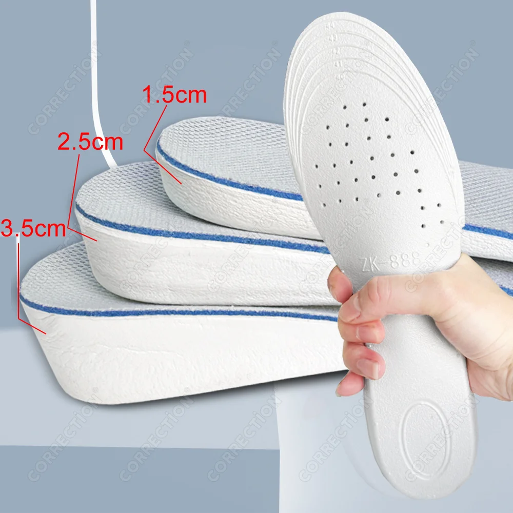 Height Increase Insoles Casual Sports Shoes Insole for Feet EVA Shock Absorbing Shoe Pads 1.5/2.5/3.5cm Growing Shoe Sole