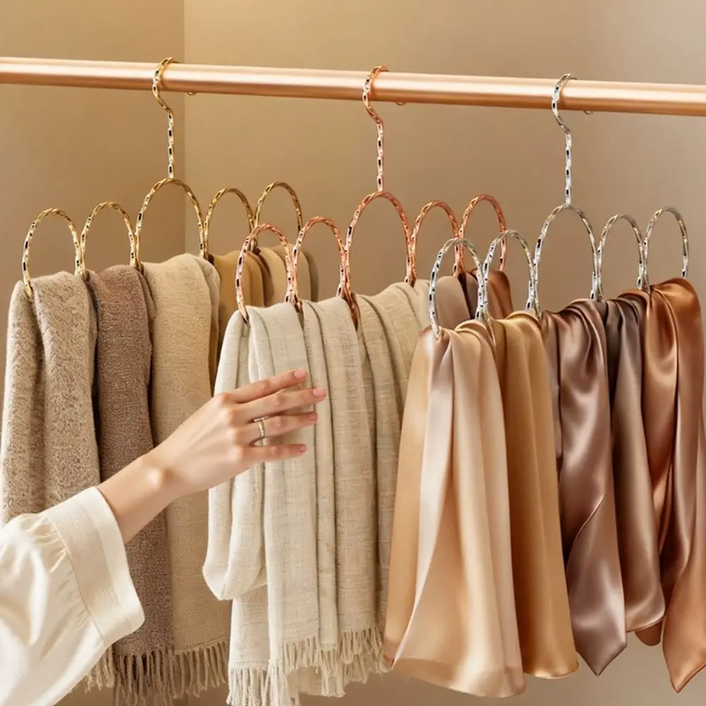 

High Manganese Steel Scarf Hanger 5 Loop Design Over Rod Closet Storage Holder Snag-Free Rod Organizer Accessory Management