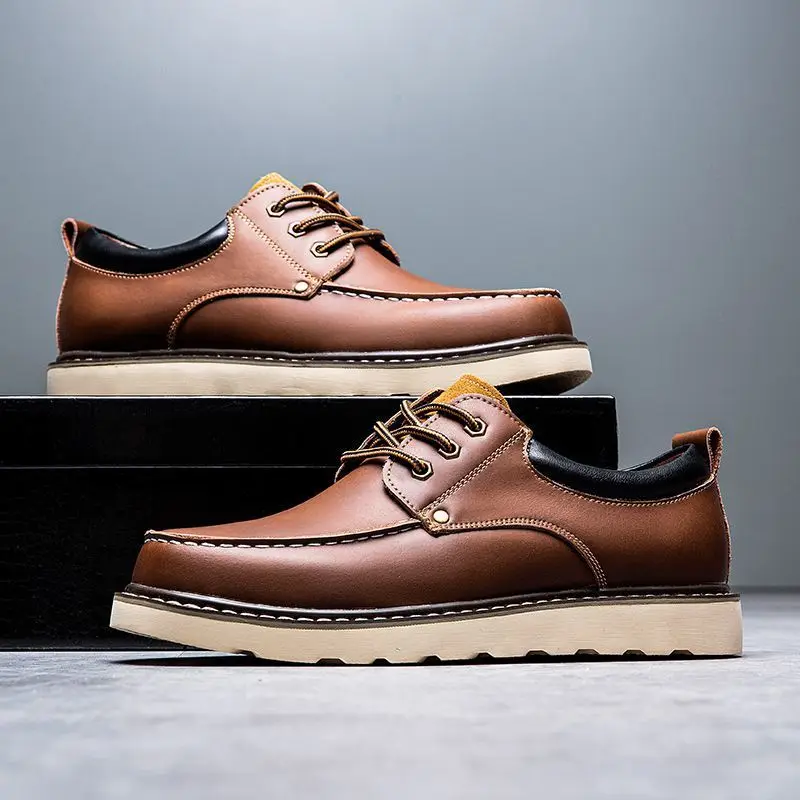 2023 Men Leather Shoes Business Casual Shoes Flat Sole All-Match Casual Shoes Shock-Absorbing Footwear Wear-Resistant B54
