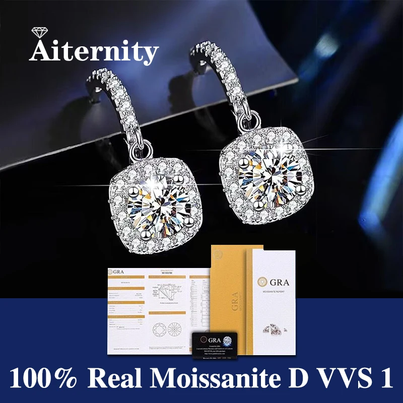 

Fine Jewelry 100% 925 Silver D VVS1 Pass Diamond Tester Pen Moissanite Stud Earrings For Women 2 GRA Certificates Moissanite