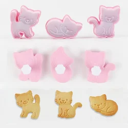 3Pcs/set Cute Cat Cookie Molds Fondant Cutter Biscuit Cutter Cake Pastry Mold Decoration Kitchen DIY Baking Supplies