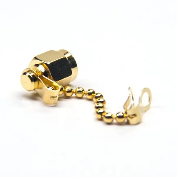  Dustproof SMA Cap with Chain Gold Plating