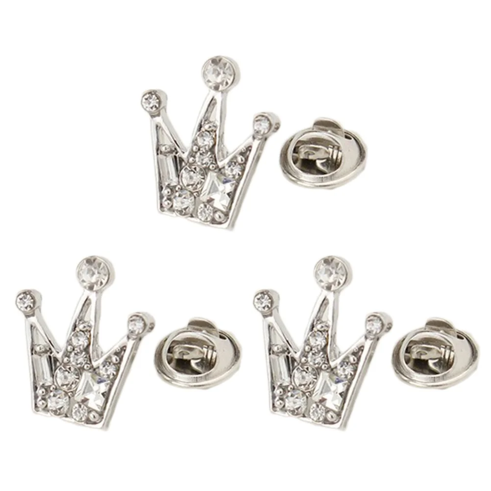 

6 pcs Crown Brooches Unisex Retro Brooch Elegance Pin Collar Buckle Shirt Clip For Women Ladies Silver