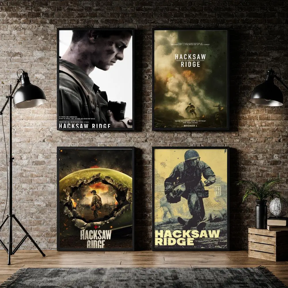Movie Hacksaw Ridge War Drama Film Poster PVC HD Peel and Stick Modern Poster Home Office Living Room Dining Room Wall Decor