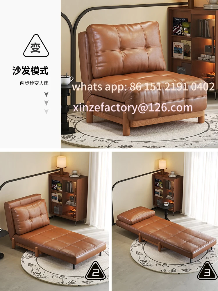 

Customizable Vintage Oil Wax Leather Single Sofa Bed
