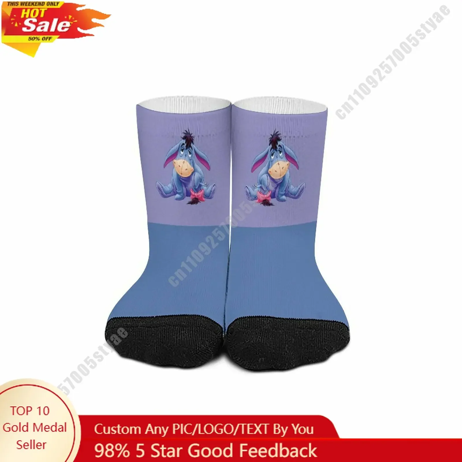

Eeyore Mid Calf Socks Disney Cartoon Custom Design Printed Logo Photos Text DIY Sweat Wicking Socks Sports Socks Birthday Gift